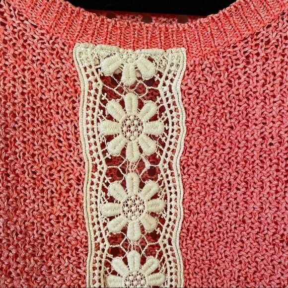 Hinge-Pink/Cream Mixed Knit Pullover Sweater - Picture 7 of 10